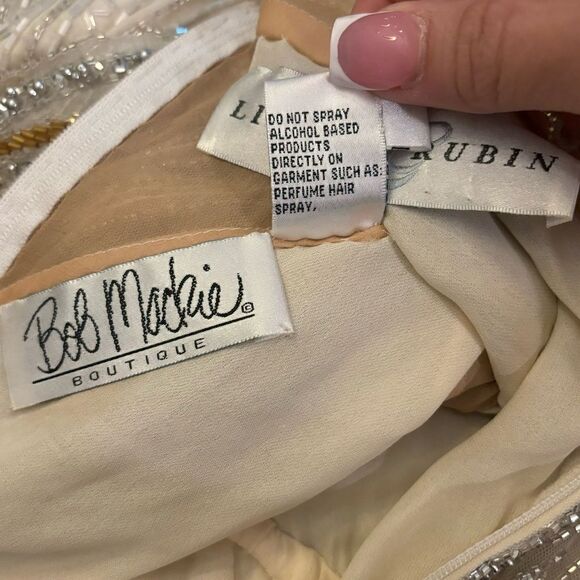 Bob Mackie & Lillie Rubin Vintage Heavily Beaded Sequin Glamorous Silk Gown 10 - Picture 14 of 15